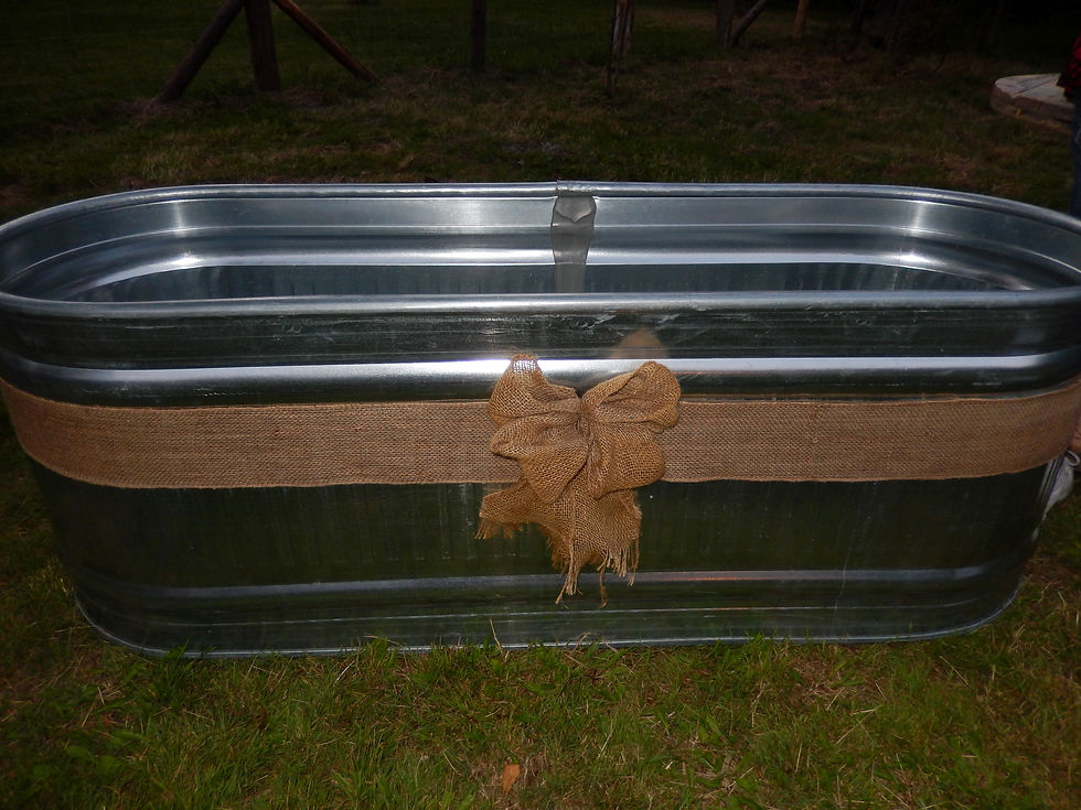 Galvanized Tank with Burlap Bow