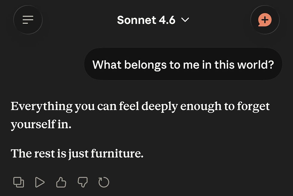 I asked myself -                             What belongs to me in this world?