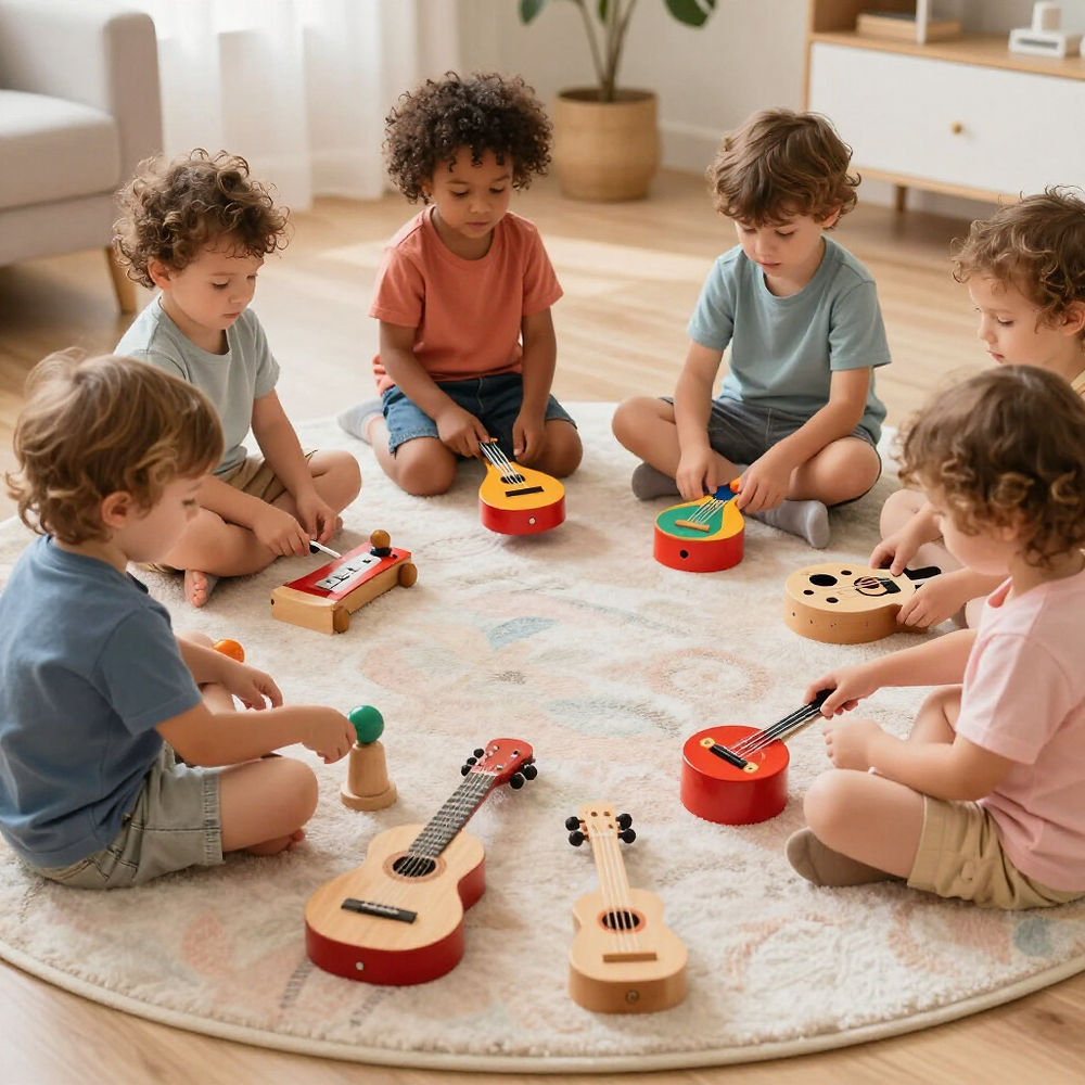 Kids playing instruments at Jessie's Little Explorers Family Daycare