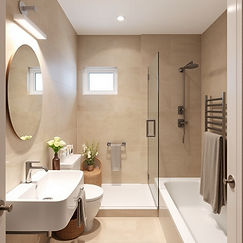 bathroom after-modern small renovated bathroom ,large beige tailes.jpg