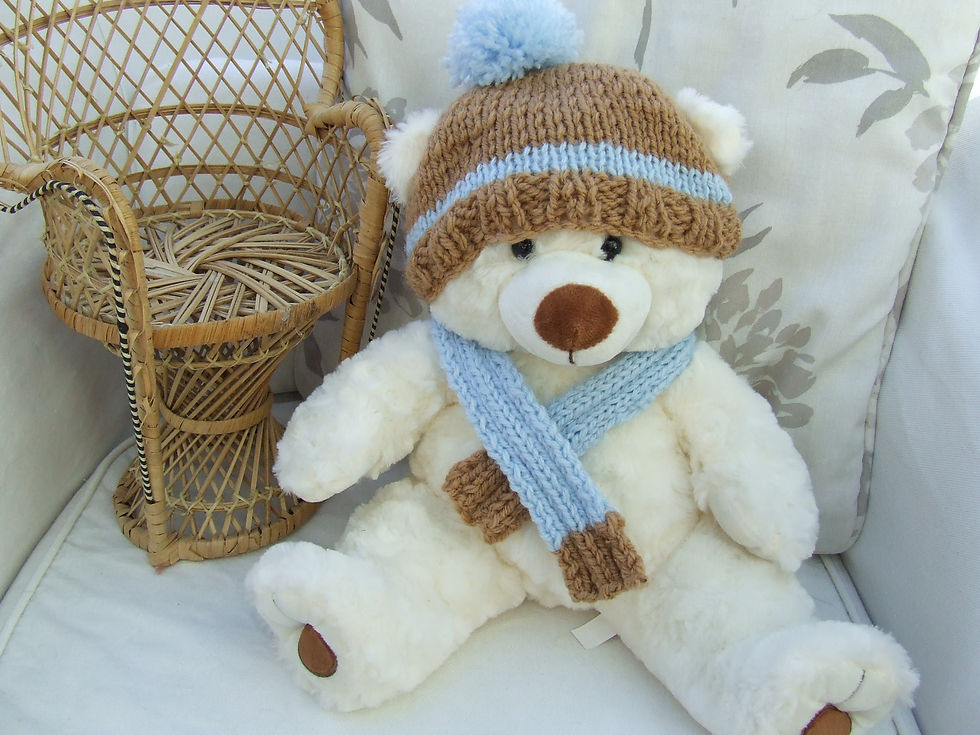 Mikey hat & scarf Knitting Pattern for 16" Bears