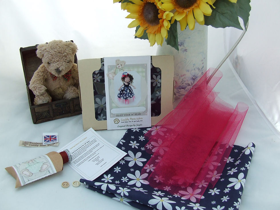 Thumbnail: Lauren Navy Dress Sewing Pattern Kit for 16" Bear or Doll