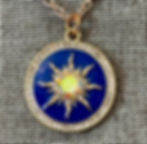 Rose Gold, Rhinestone, Blue, Sun, Pendant, Necklace