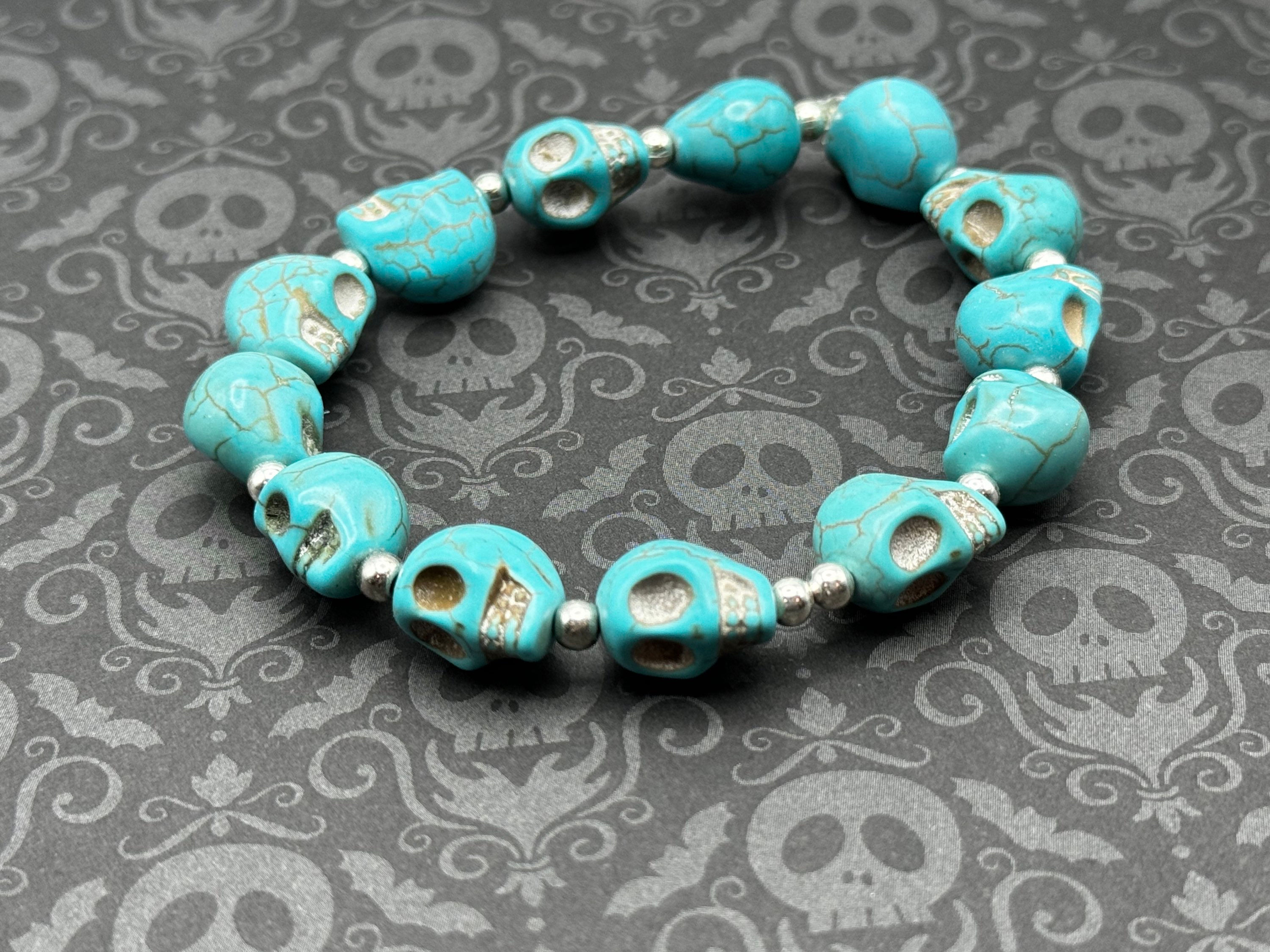 Skull, Blue, Gemstone, Bracelet - SerenityGraceJewelry