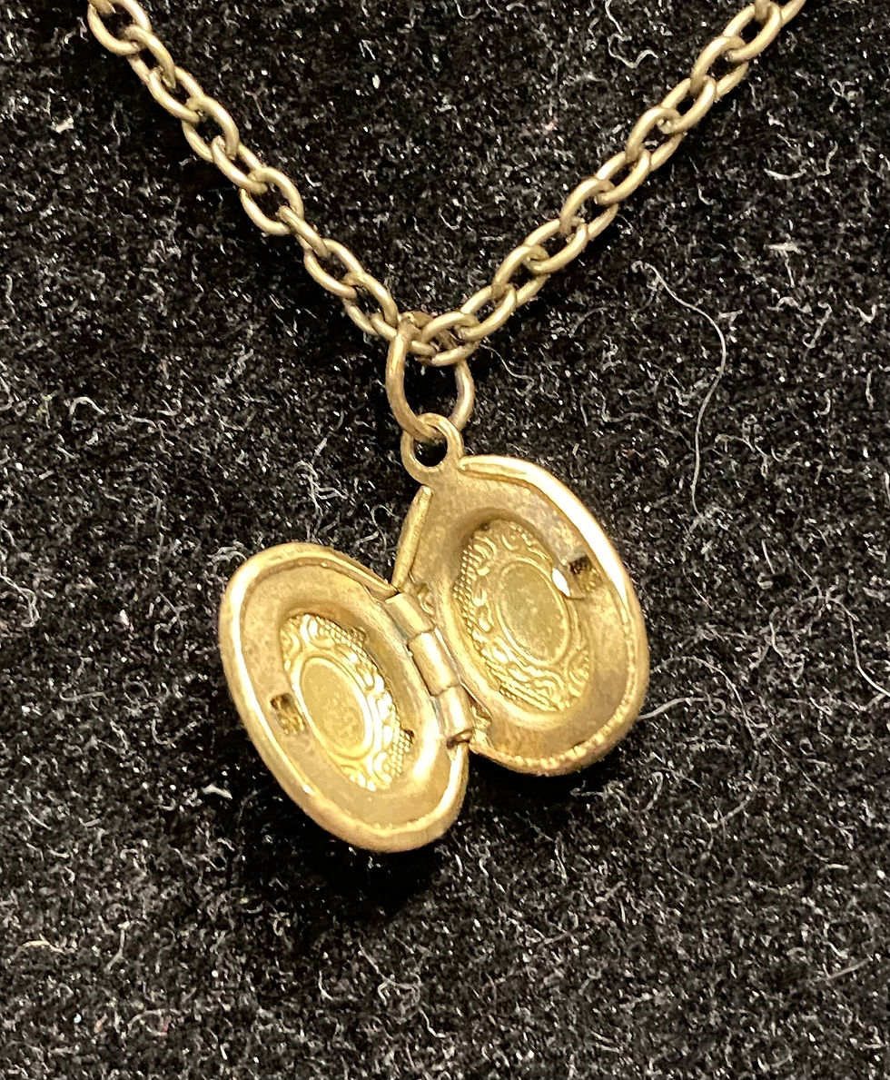 Thumbnail: Tiny, Antique Bronze, Gold, Oval, Locket, Necklace