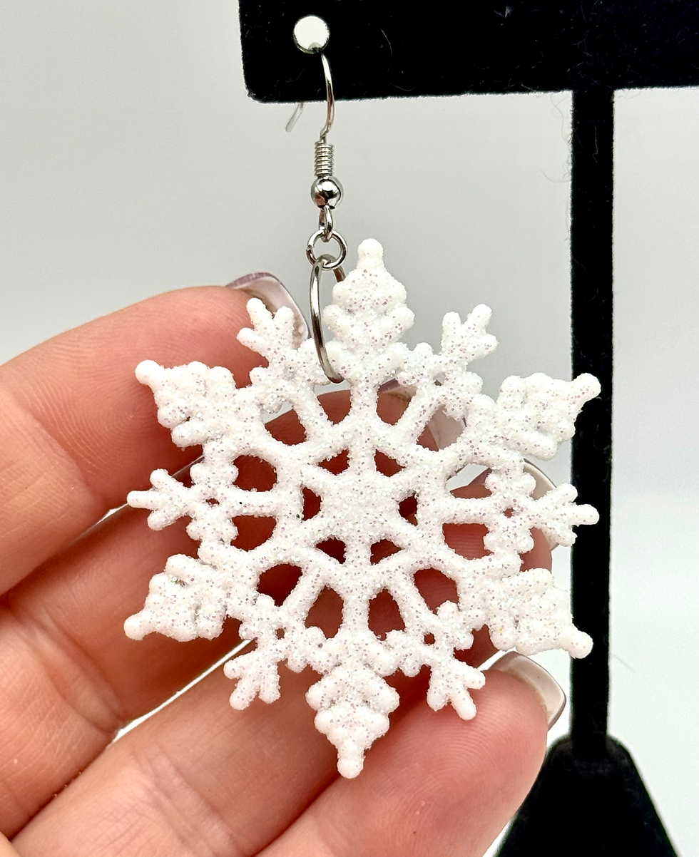Thumbnail: Snowflake, Big, Silver, Dangle, Earrings