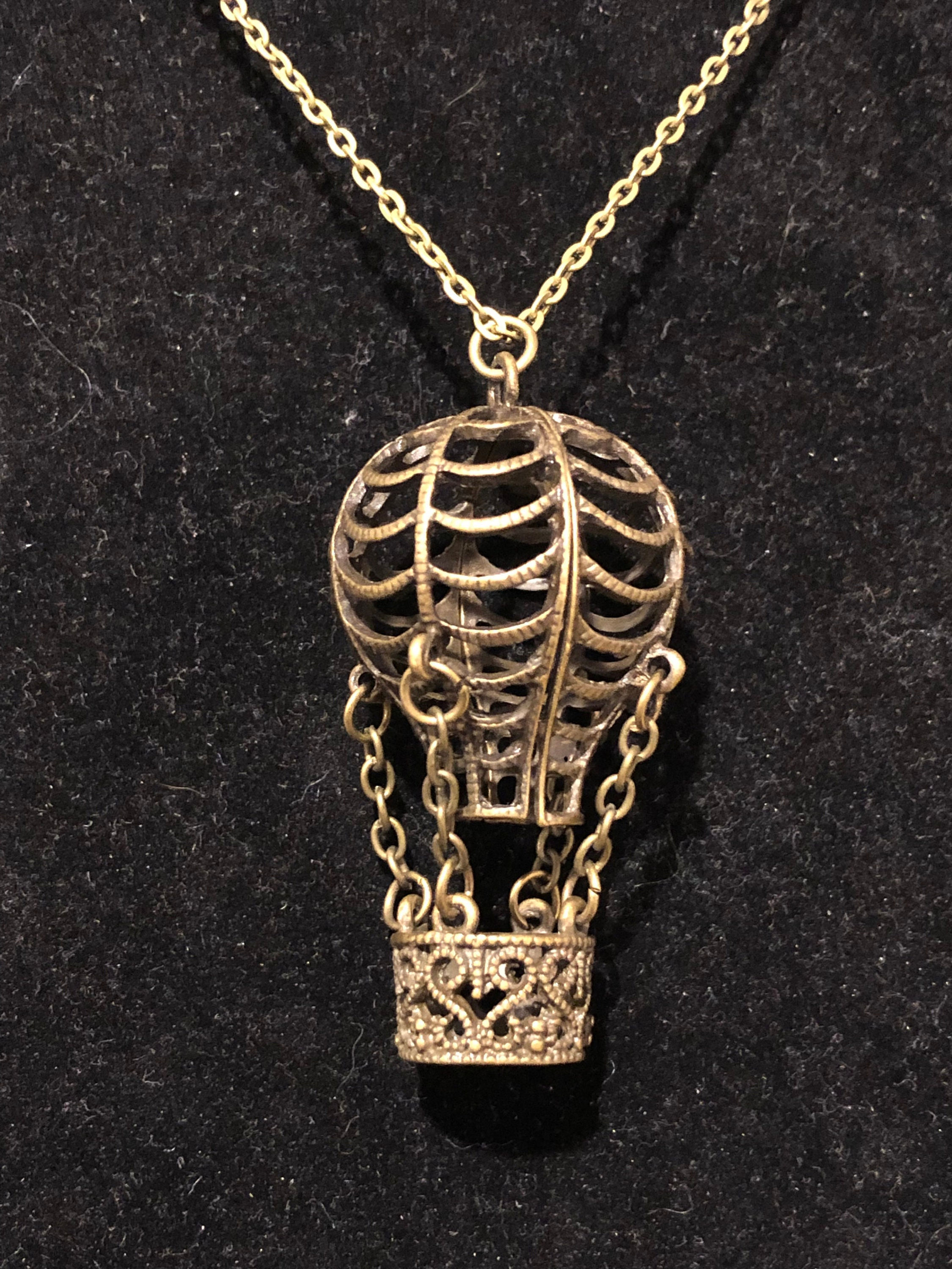Antique Bronze, Hot Air Ballon, Pendant, Necklace