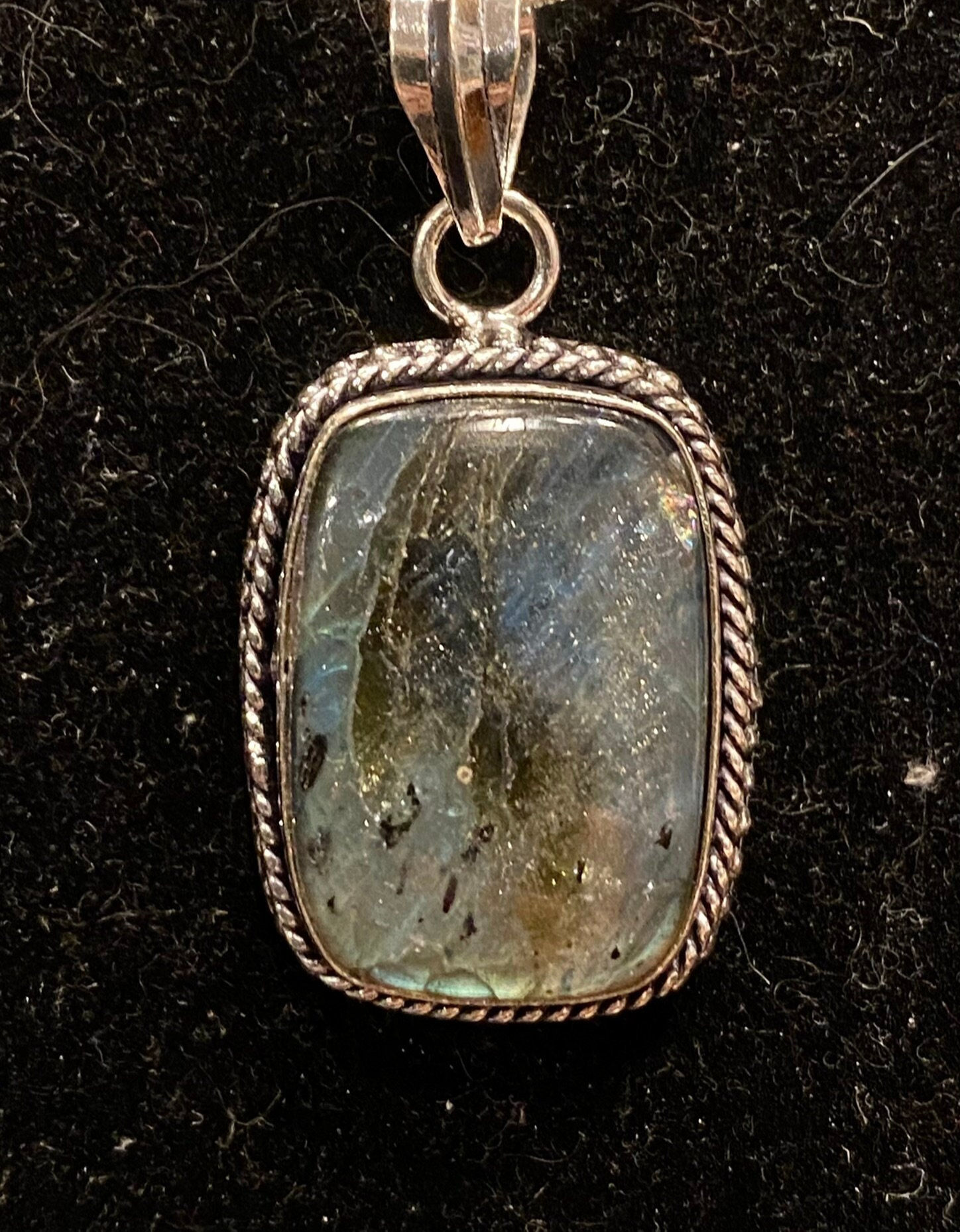 Labradorite, .925 Sterling Silver, Rectangle, Pendant, Necklace