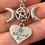 Thumbnail: Triple Moon, Pentagram, Blessed Be, Heart, Pendant, 18 Inch Necklace, 20 Inch Necklace, 24 Inch Necklace