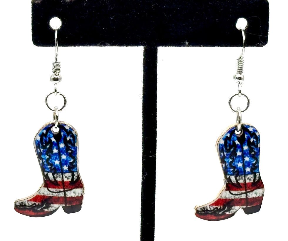 Thumbnail: Cowboy, Cowgirl, Boots, Silver, Dangle, Earrings
