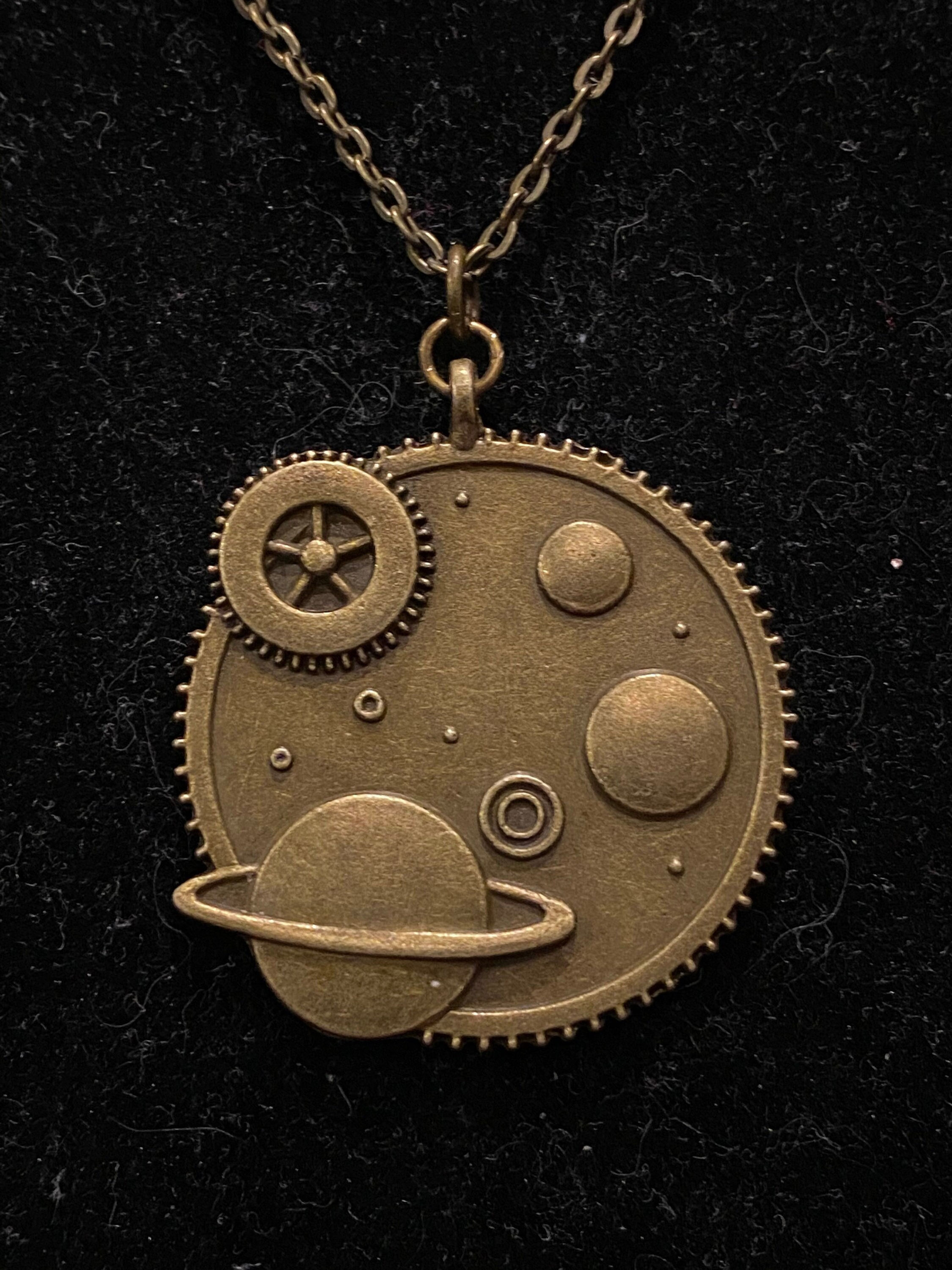 Antique Bronze, Planets, Steampunk, Pendant, Necklace