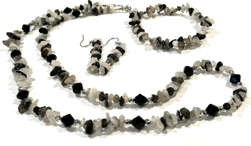 Thumbnail: Tourmalinated Quartz, Jewelry Set