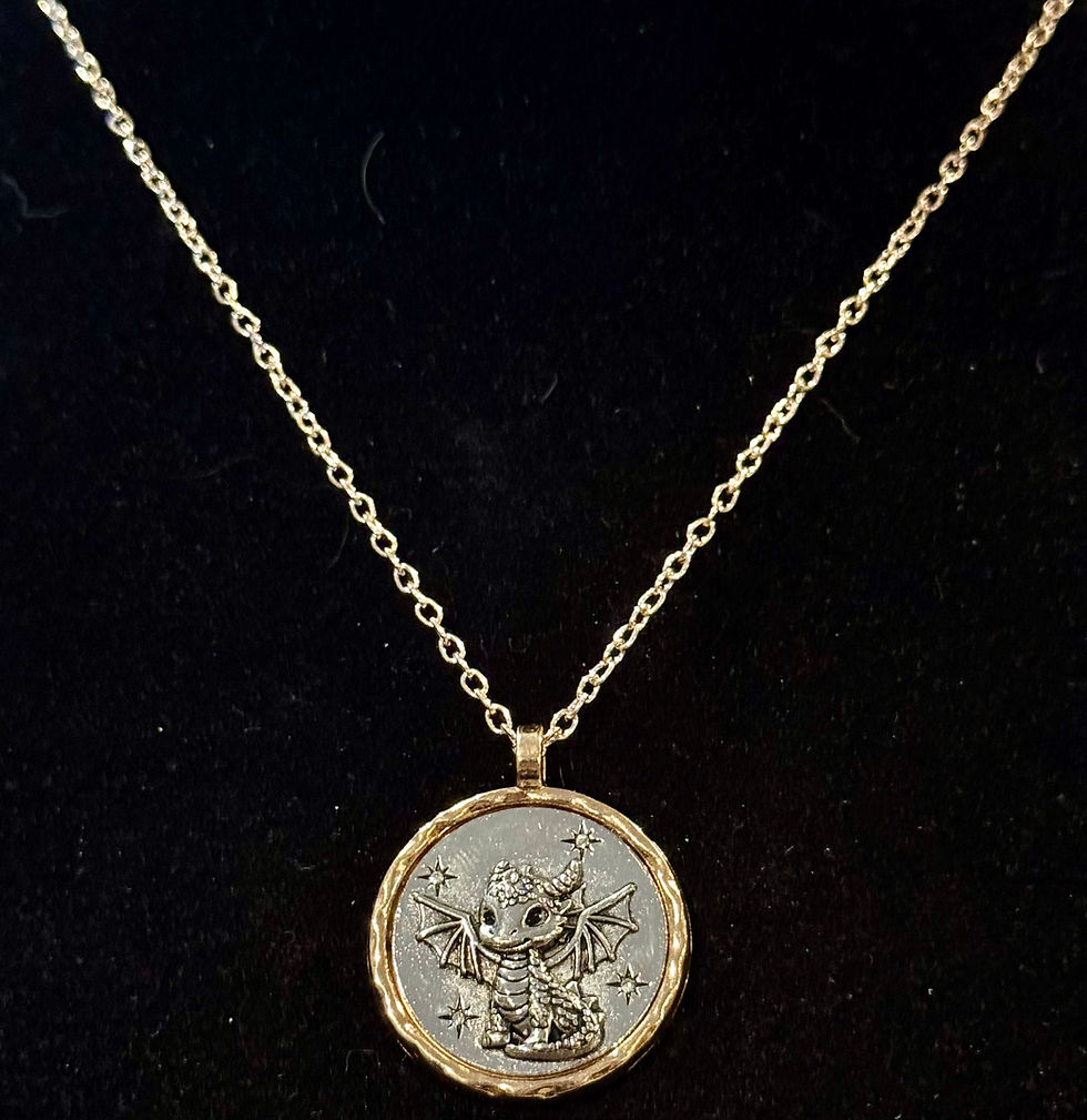 Thumbnail: Dragon, Silver, Rose Gold, Pendant, Necklace