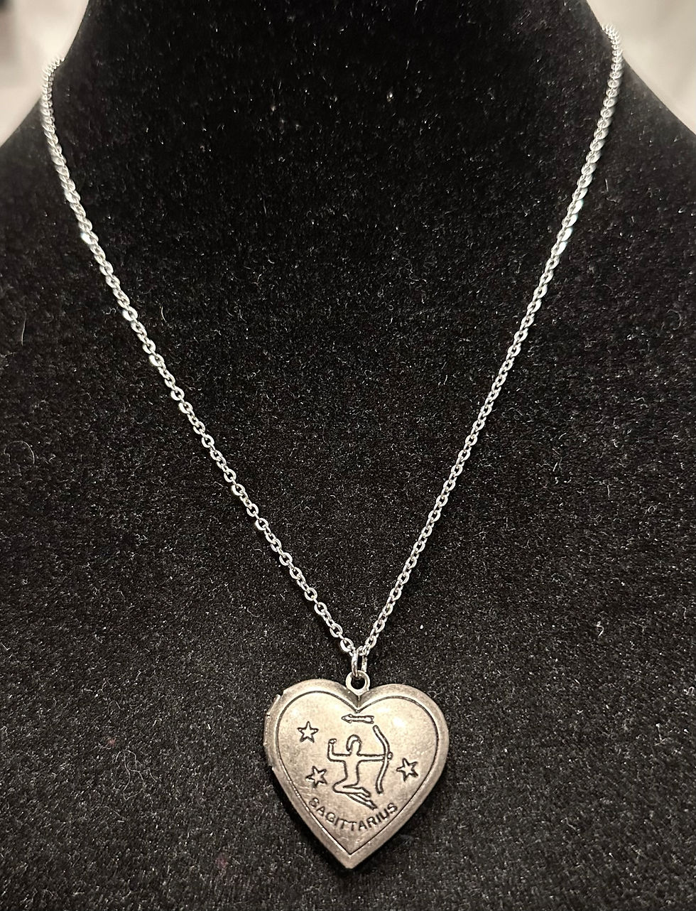 Thumbnail: Zodiac, Silver, Heart, Locket, Necklace