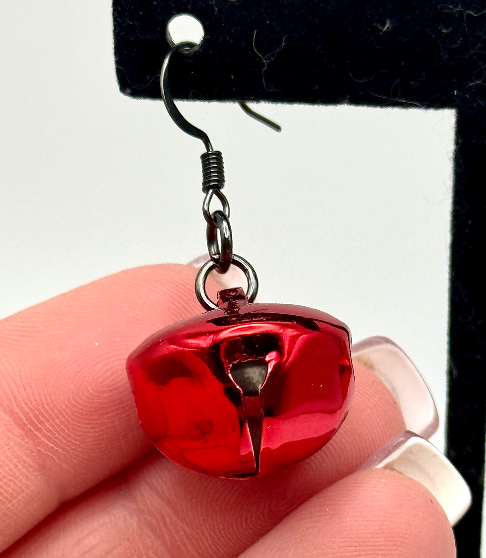 Thumbnail: Jingle Bell, Green, Red, Gold, Dangle, Earrings