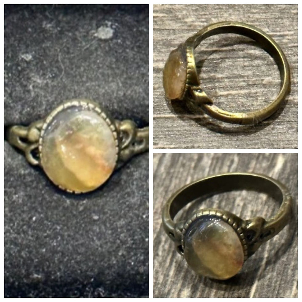Thumbnail: Chrysocolla, Clear Quartz, Snowflake Obsidian, Agate, Antique Bronze, Size 6, R
