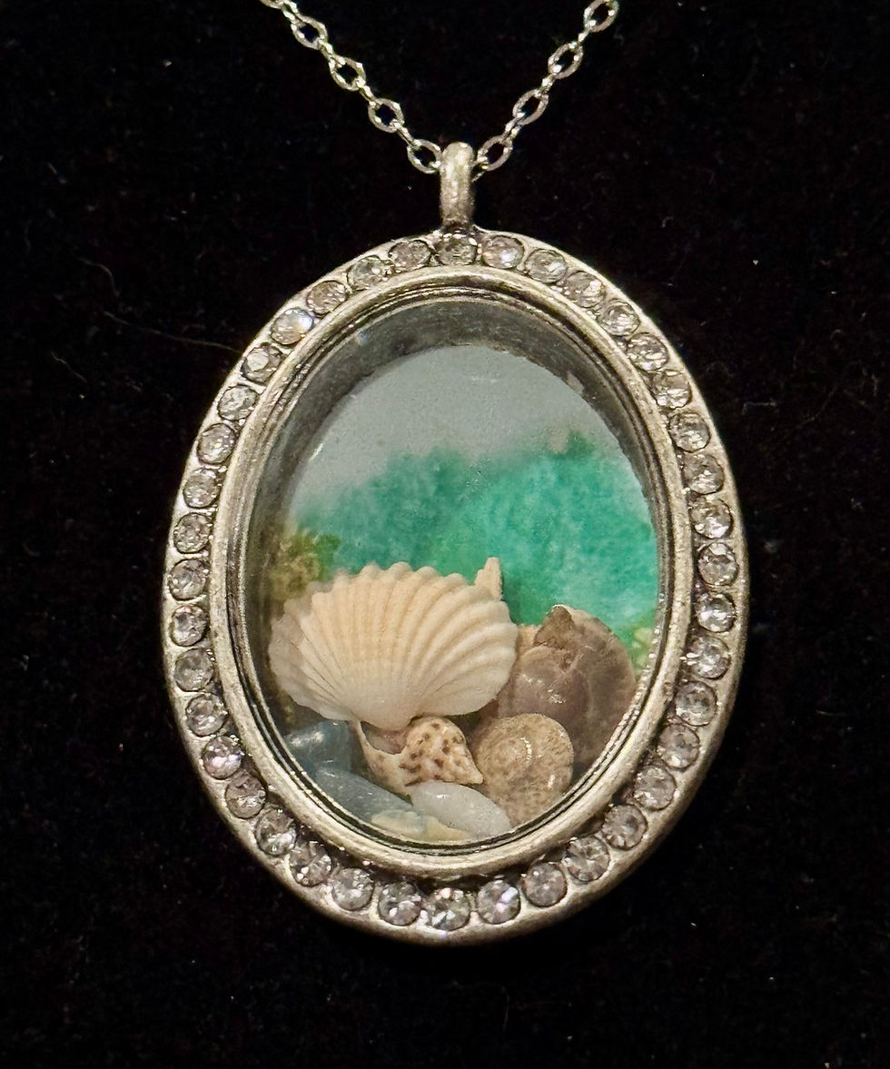 Thumbnail: Large, Oval, Seashell, Charm, Pendant, Necklace