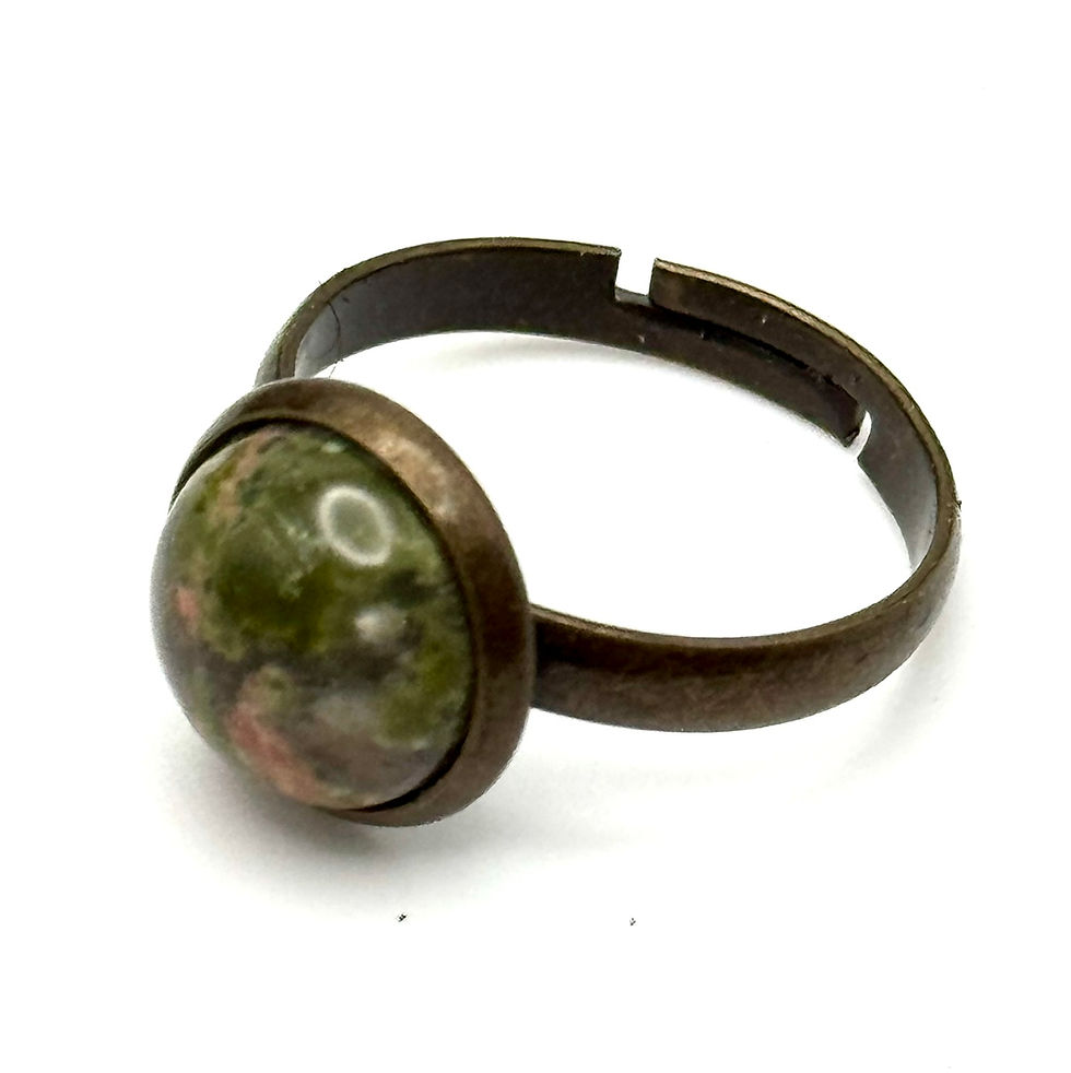 Thumbnail: Unakite, Jasper, Round, Adjustable, Ring