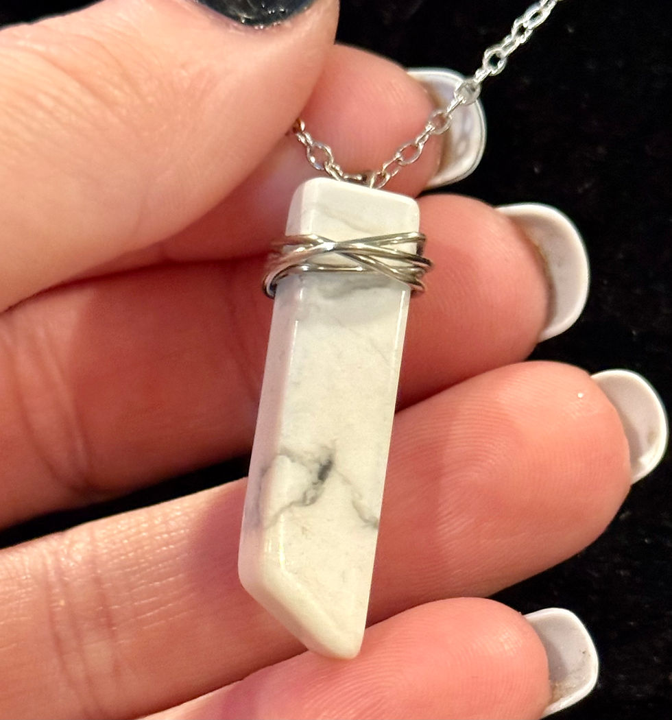 Thumbnail: Howlite, Wire Wrapped, Pendant, Necklace