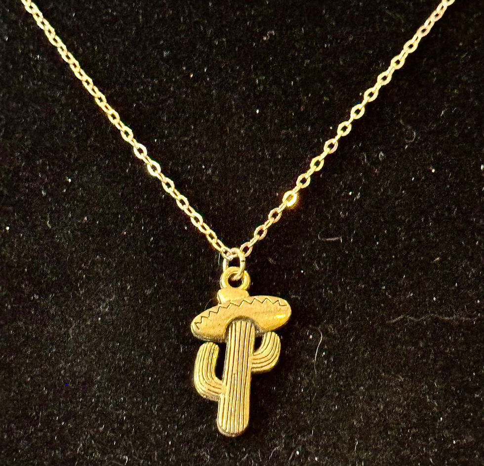 Thumbnail: Gold, Cactus, Hat, Pendant, Necklace