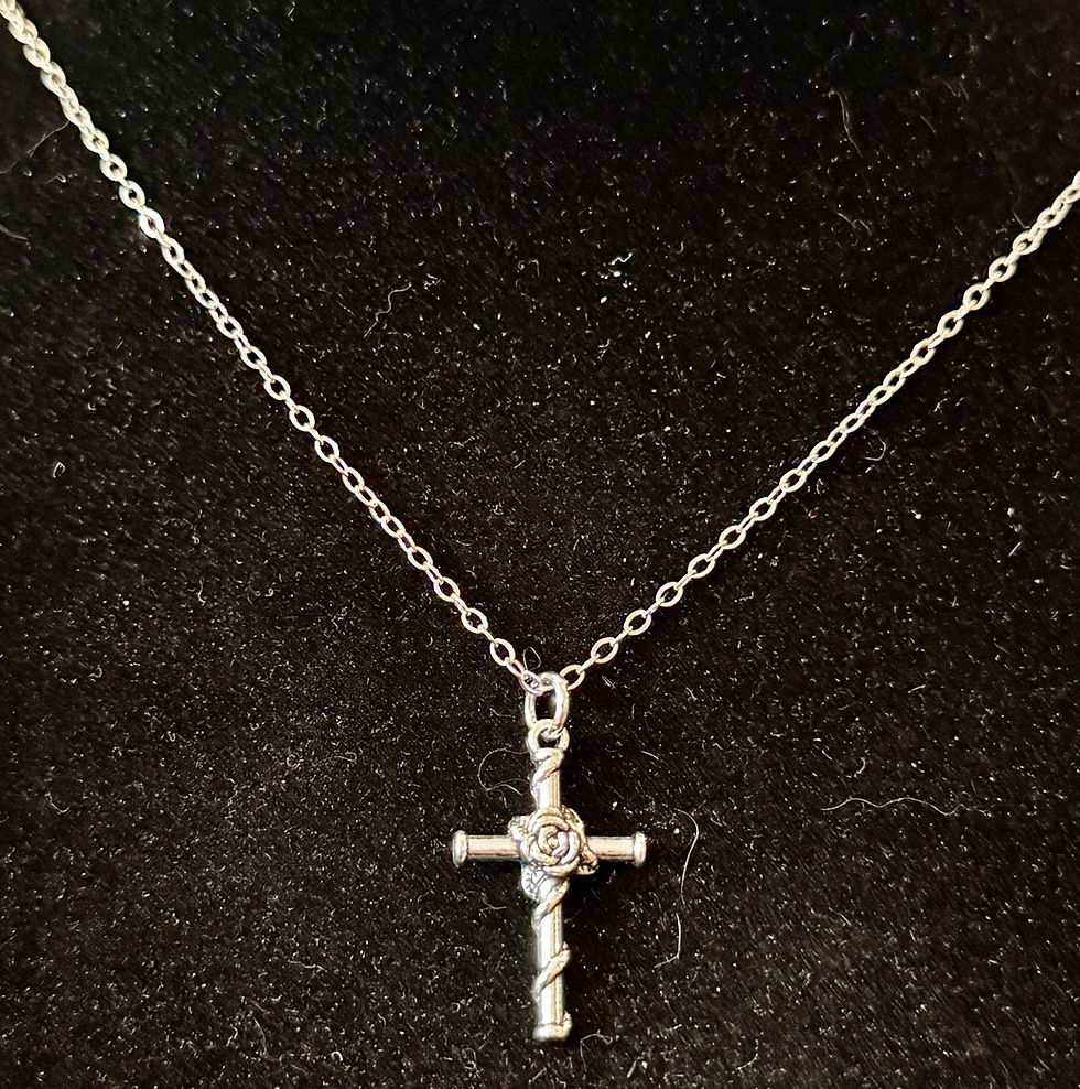 Thumbnail: Silver, Rose, Cross, Pendant, Necklace