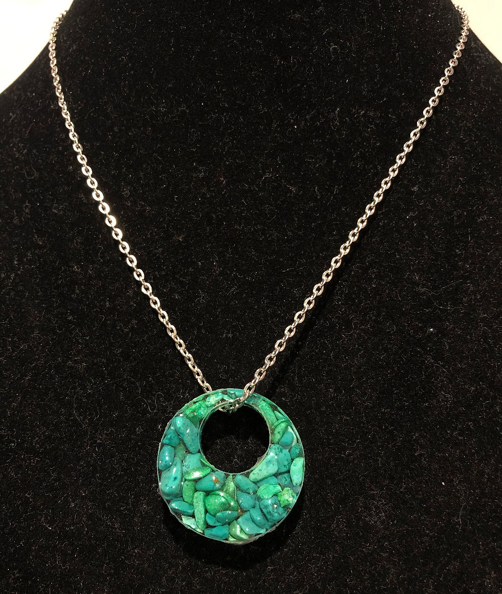 Thumbnail: Turquoise, Dyed Magnesite, Gemstone, Resin, Handmade, Pendant, 18 Inch Necklace, 20 Inch Necklace, 24 Inch Necklace