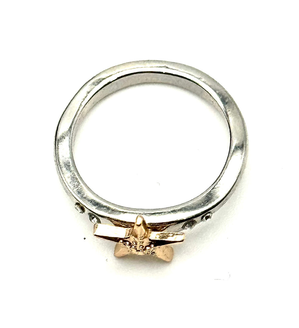 Thumbnail: Silver, Gold, Starfish, Rhinestone, Size 8, Ring