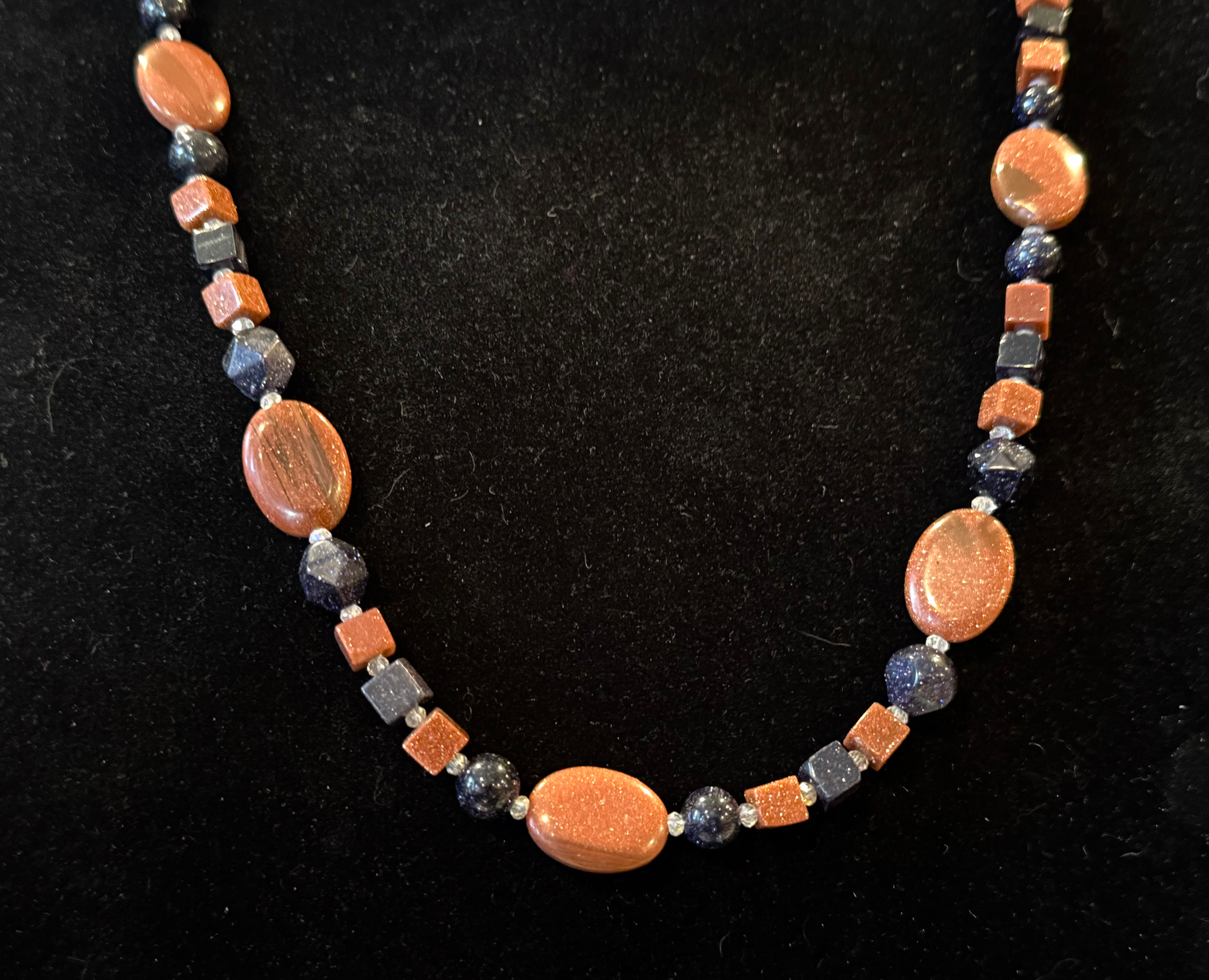 Goldstone, Blue Sandstone, Gemstone, Necklace