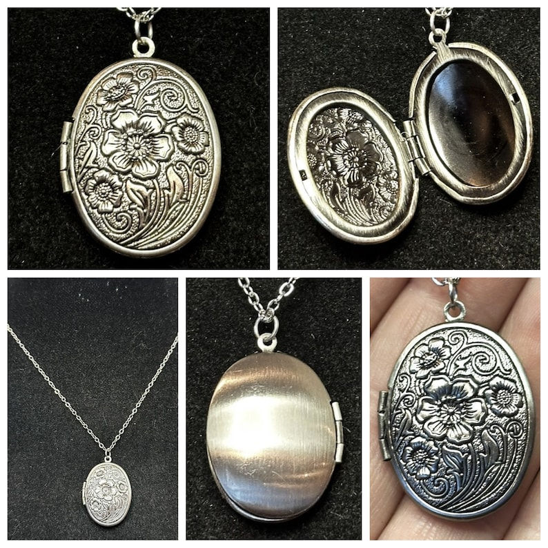 Thumbnail: Bronze, Silver, Rose Gold, Gold, Copper, Oval, Flower, Locket