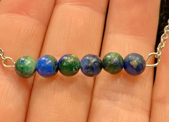 Thumbnail: Red Tigers Eye, Chrysocolla, Wire Wrapped, Silver, Necklace