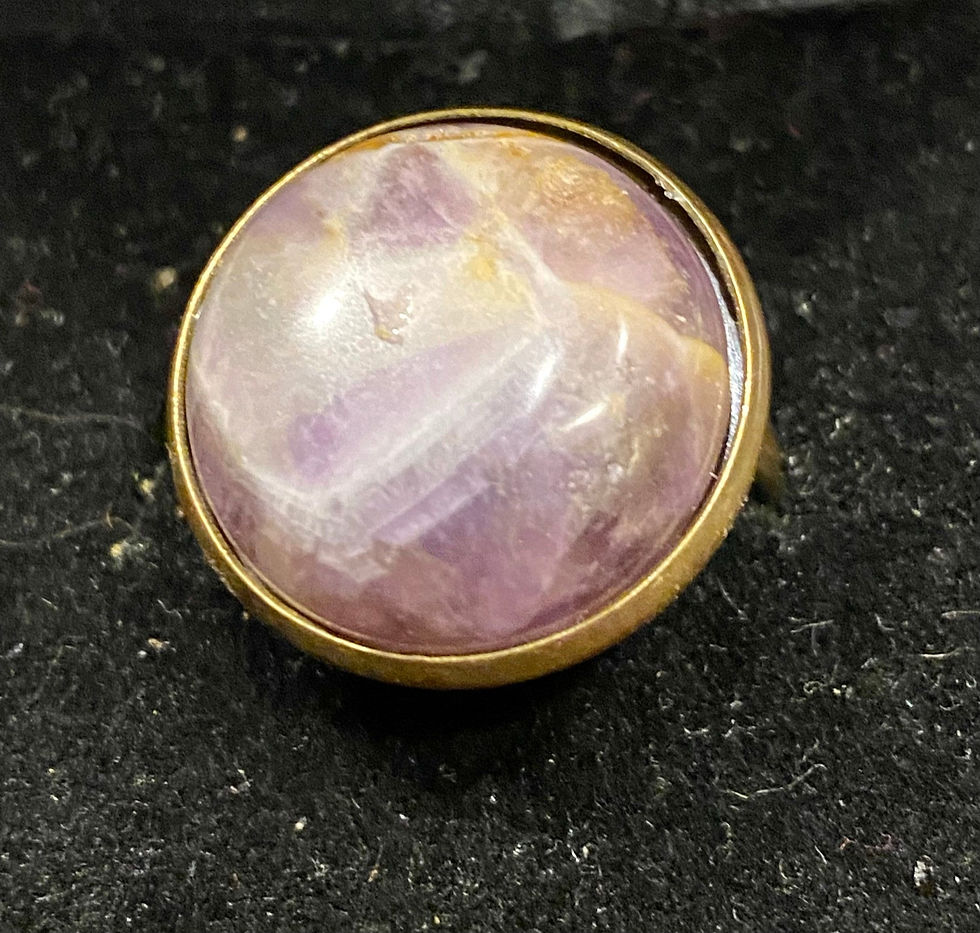 Thumbnail: Antique Bronze, Amethyst, Round, 20mm, Adjustable, Ring
