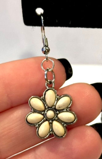 Thumbnail: Silver, Flower, Blue, White, Pink, Dangle, Earrings