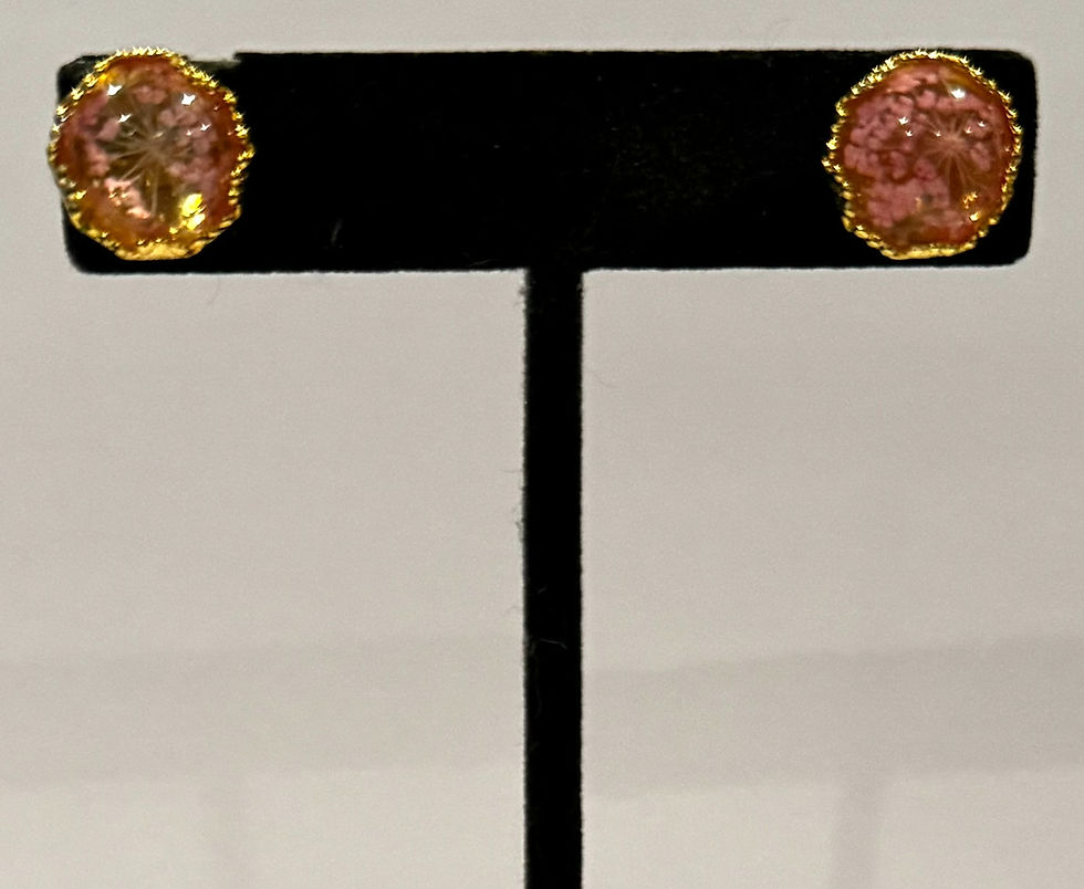 Thumbnail: Gold, Flower, Resin, Post, Earrings