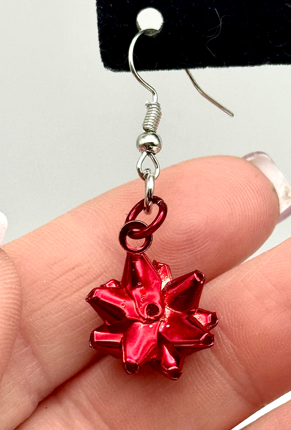 Thumbnail: Gold, Green, Red, Bow, Dangle, Earrings