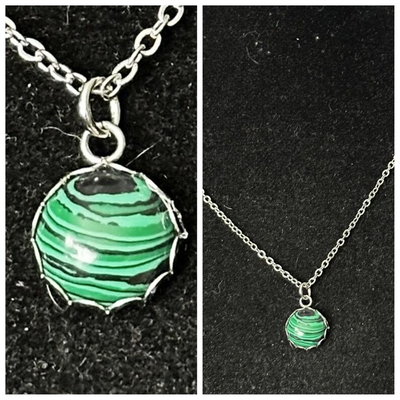 Thumbnail: Malachite, Round, Small, Pendant, Necklace