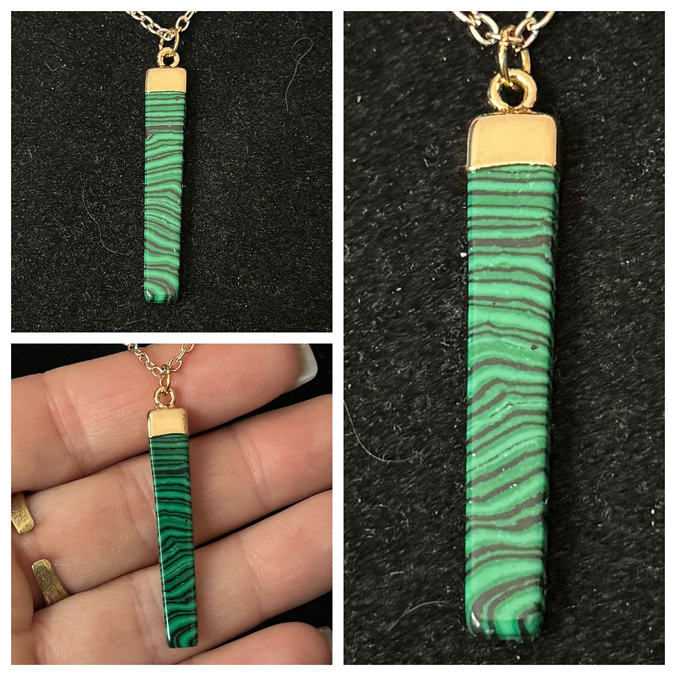Thumbnail: Gold, Malachite, Wand, Pendant, Necklace