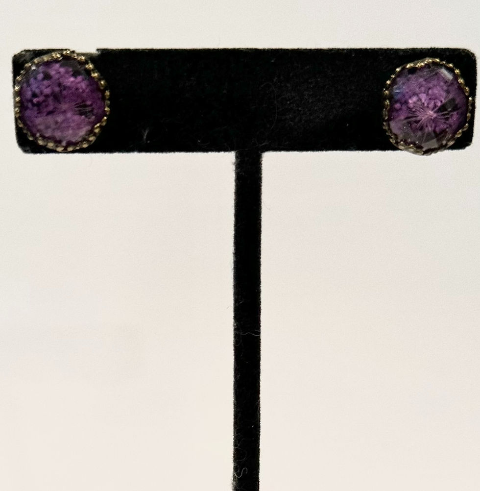 Thumbnail: Antique Bronze, Flower, Resin, Round, Post, Earrings