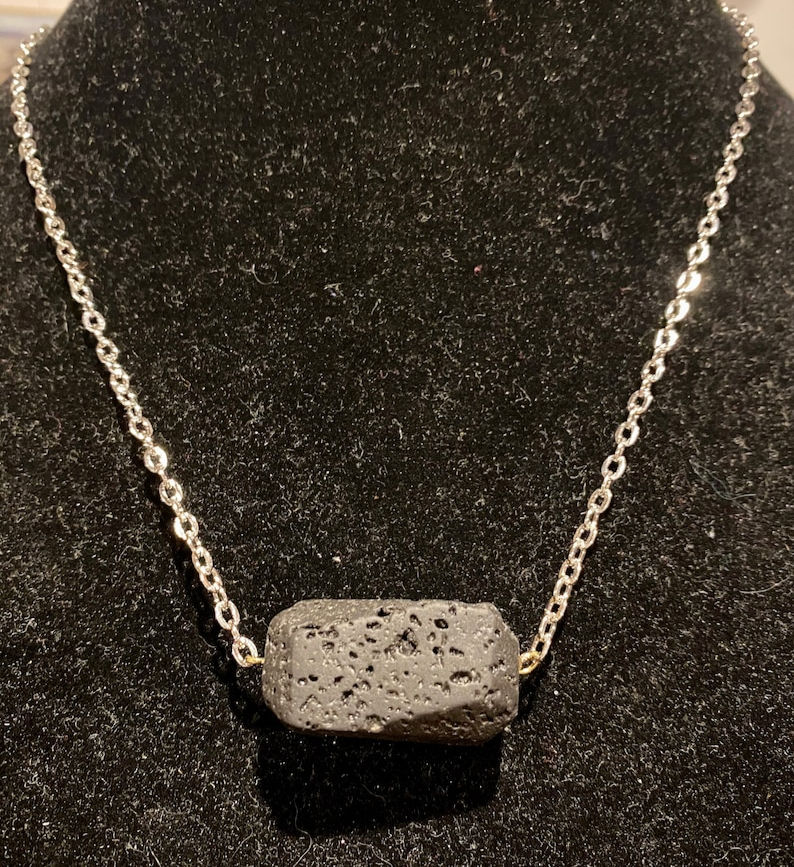 Thumbnail: Lava Stone, Silver, Aromatherapy, Oil Diffuser, Necklace