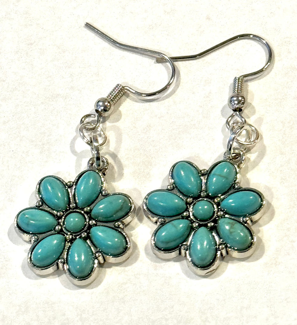 Thumbnail: Silver, Flower, Blue, White, Pink, Dangle, Earrings