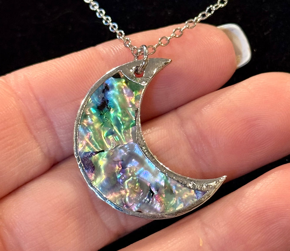 Thumbnail: Abalone Shell, Crescent, Moon, Silver, Pendant, Necklace