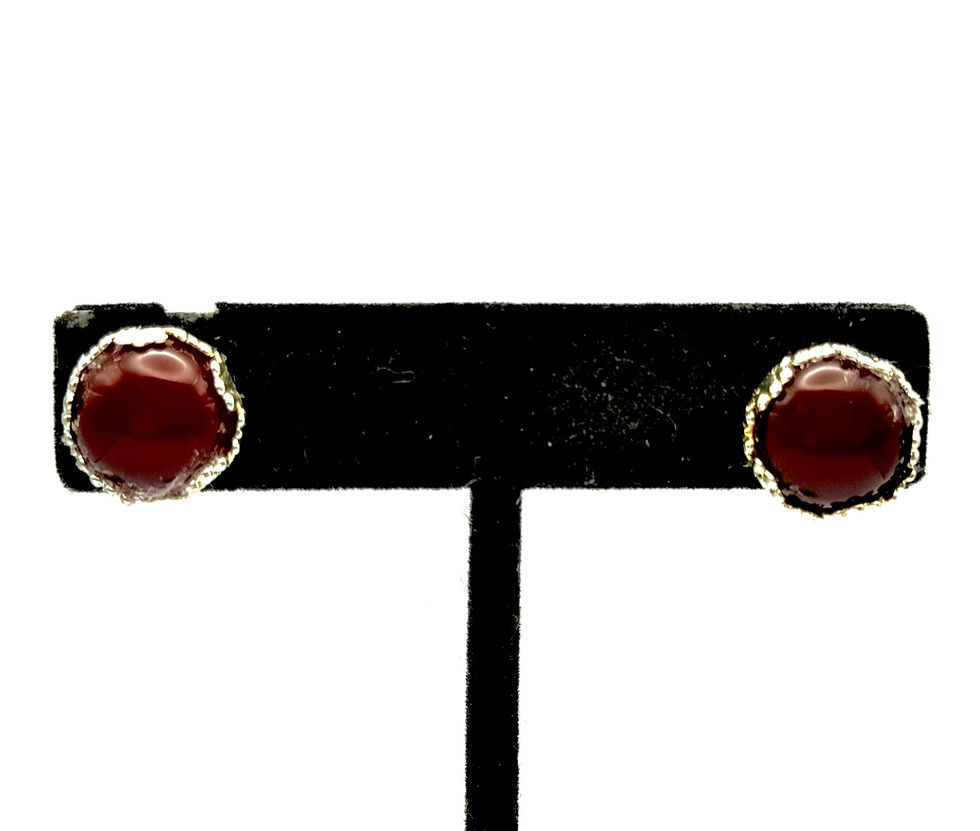 Thumbnail: Carnelian Red Agate, Round, Post, Earrings