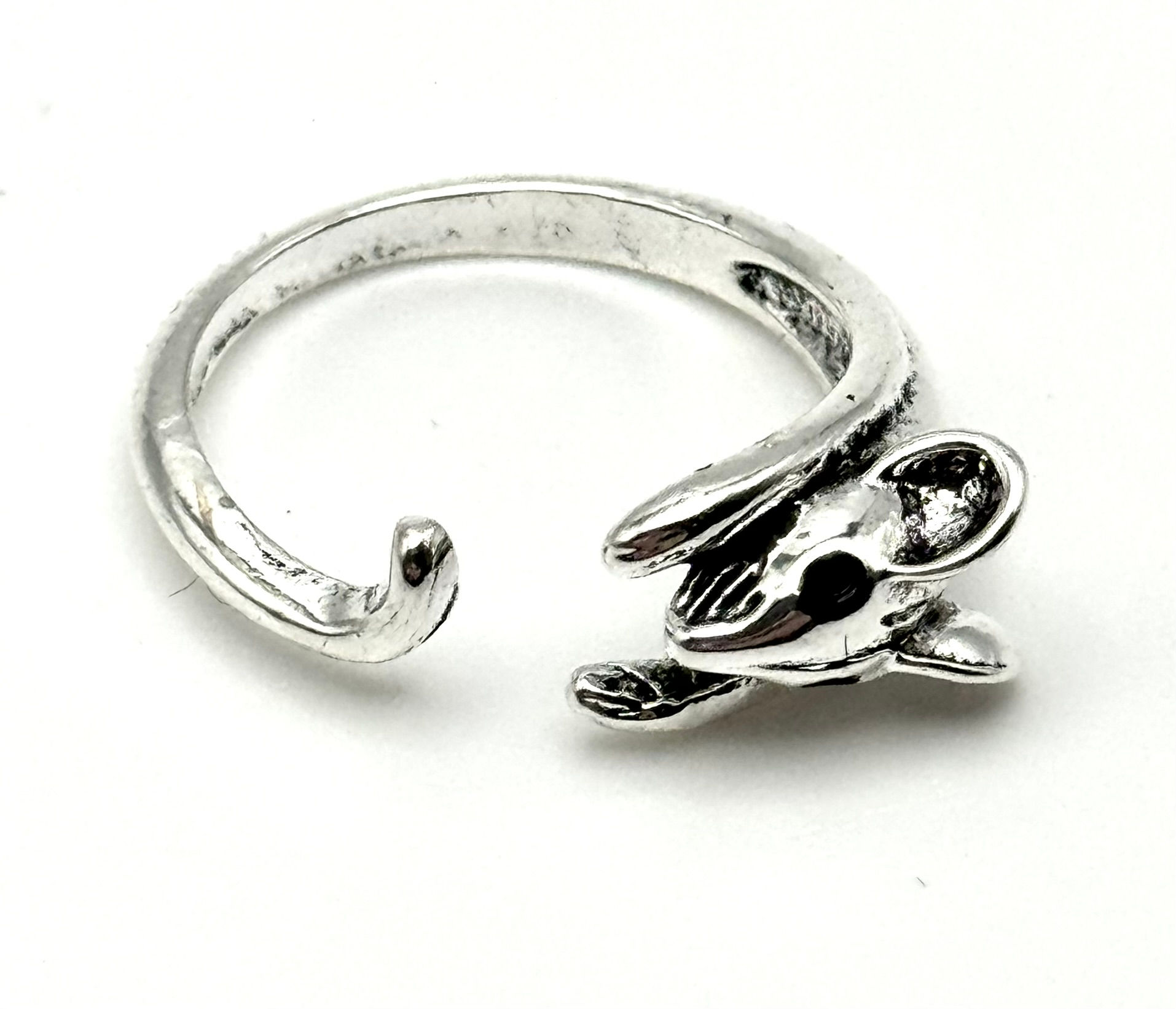 Mouse, Silver, Adjustable, Ring