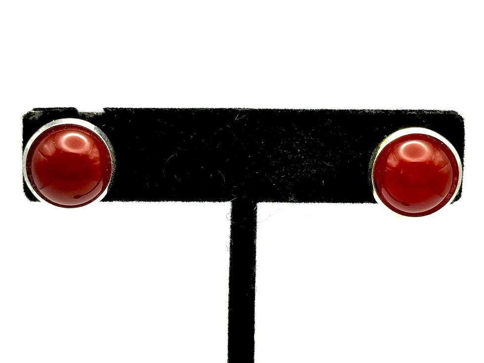Thumbnail: Carnelian Red Agate, Round, Post, Earrings