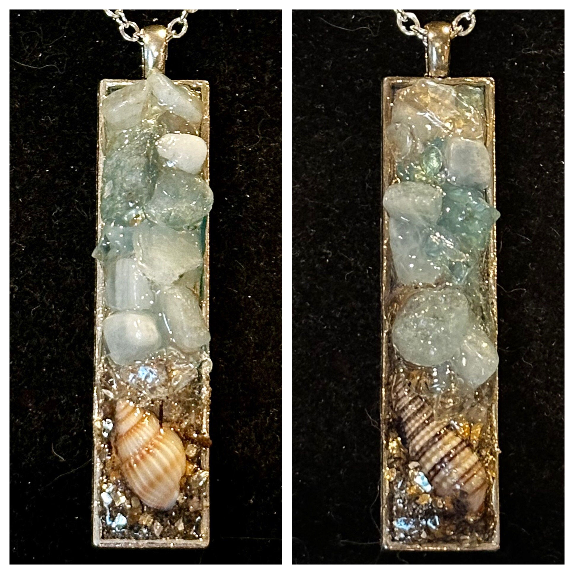 Beach, Seashell, Sand, Resin, Pendant, Necklace