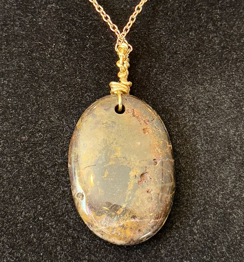 Thumbnail: Agate, Wire Wrapped, Rose Gold, Necklace
