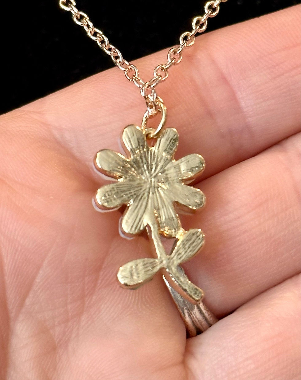 Thumbnail: Rose Gold, Flower, Daisy, Rhinestone, Pendant, Necklace