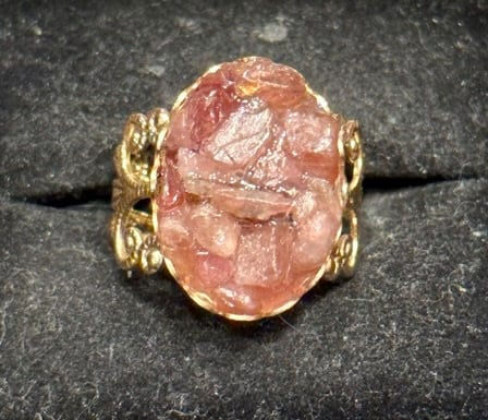 Rose Gold, Pink Tourmaline, Oval, Filigree, Adjustable, Ring