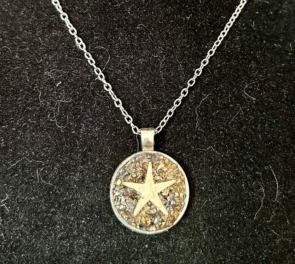 Thumbnail: Starfish, Gemstone, Beach, Circle, Pendant, Necklace