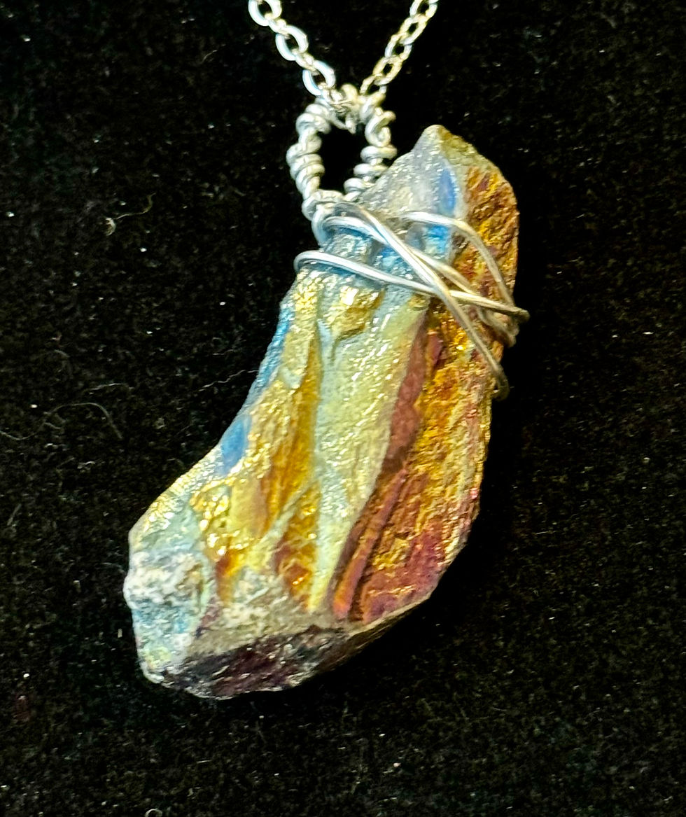 Dyed, Quartz, Wire Wrapped, Pendant, Necklace - SerenityGraceJewelry
