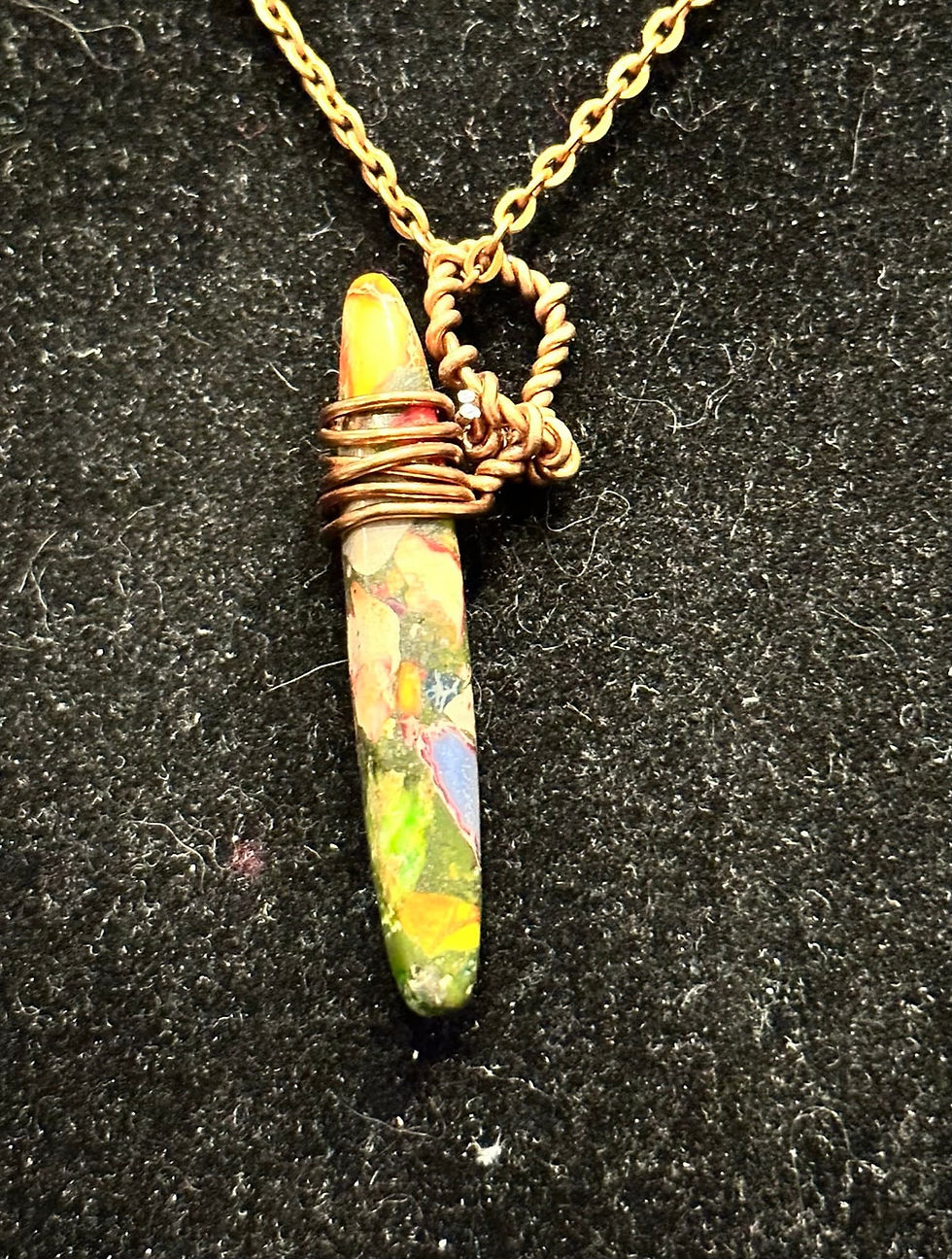 Thumbnail: Impression Jasper, Wire Wrapped, Wand, Pendant, Necklace